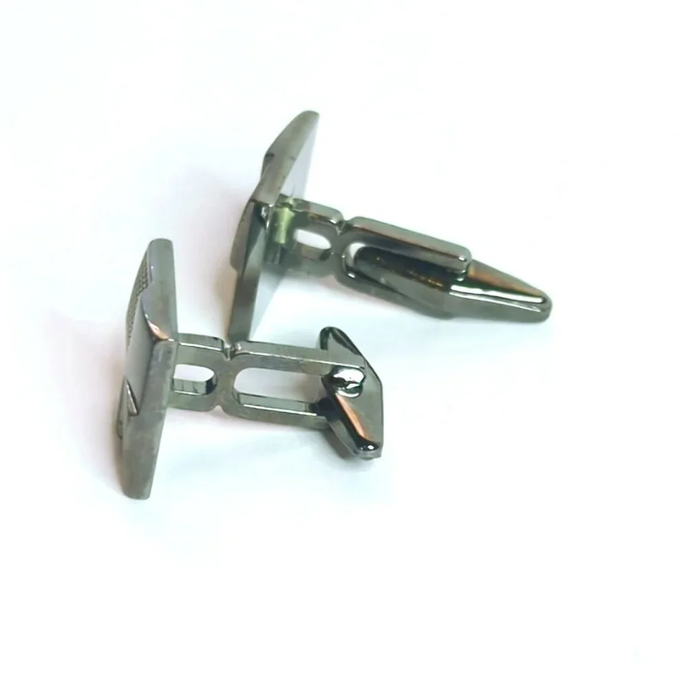 Gray Gunmetal Dual Pattern Square Cufflinks